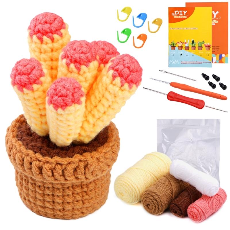 Beginners Crochet Kits DIY Crochet Starter Kits Including Crochet Hook, Yarn Balls, Needle, Instructions, Accessories
