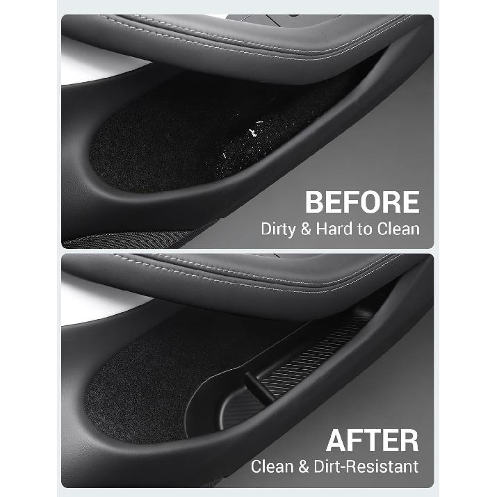 BASENOR 2026 2025 2024 Tesla Model 3 Door Side Storage Box, Door Pocket Liners, TPE Front & Rear Side Organizer Tray Protector Liner For Model 3