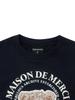 LA MAISON STUDIO [Fleece Line Selection] Women'S Crop Bear Friends Embossed Embroidery Sweatshirt Navy (Fcb3Ts355W)