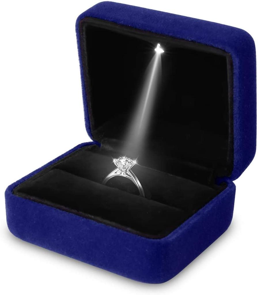 Jewelry Gift Box 6*5*3.8cm Led Light Ring Box Ring Box Holder Material: Velvet For Wedding Ceremony Proposal Gift For Couples