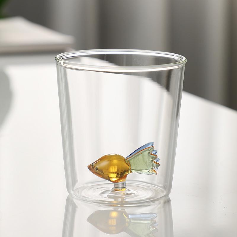 3D Animal Flower Built-in Glass High Borosilicate Glass Heat-resistant Transparent Glass Drinking Cup Milk Coffee Juice Glass