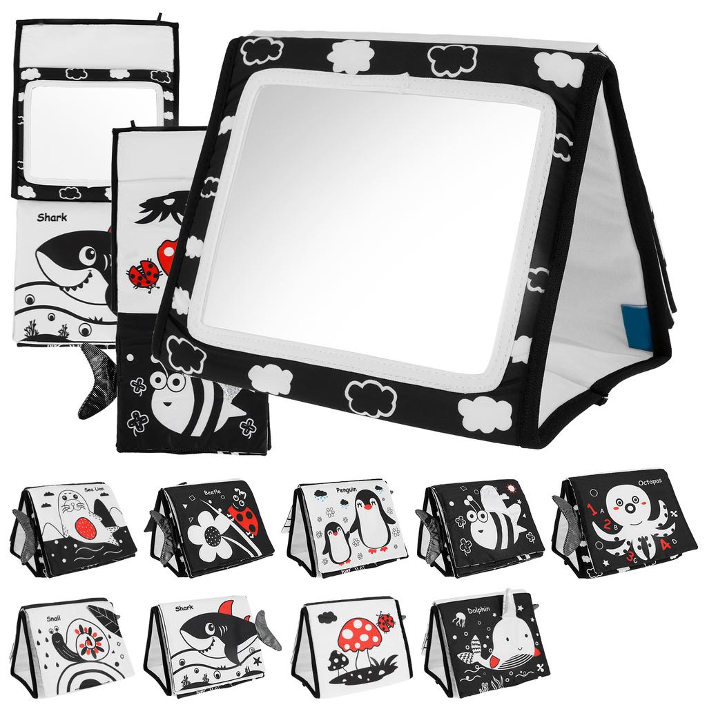 Тканевое зеркало для выкладывания на животик, развивающая когнитивные навыки игрушка, детское зеркало для выкладывания на животик, съемная песочная книжка, игрушка для выкладывания на животик, складная для младенца