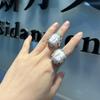 Handmade Irregular Freshwater Pearl & Raw Stone Ring - Elegant Baroque Design with Diamond Accents