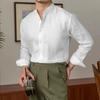 Весна Лето Рубашка с длинным рукавом Хенли Дышащая Легкая Базовый стиль Повседневные рубашки Мода Мужская Повседневная одежда
