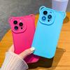 Матовый жидкий силиконовый чехол с милыми медвежьими ушками для Iphone 13 12 11 14 Pro Max Xs X 7 8 Plus, чехол с рисунком, защита объектива камеры