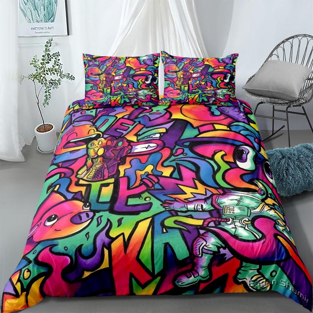 Comforter 1980S Hiphop Retro Cartoon Eu Single Double King Us Twin Full Queen Size Bedclothes