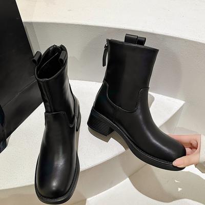 Женские зимние новые кожаные ботинки на танкетке с высоким каблуком, ковбойские сапоги в стиле вестерн, женская обувь для активного отдыха