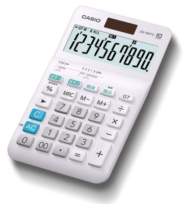 Калькулятор Casio W Налоговая ставка Налог Просто Калькулятор, 10-разрядный, Вычисление, Белый, Тип, JW-100TC-N