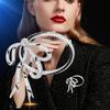 2023 New Retro and Elegant Black White Ribbon Bow Brooch Windbreaker Shirt Skirt Pin for Women