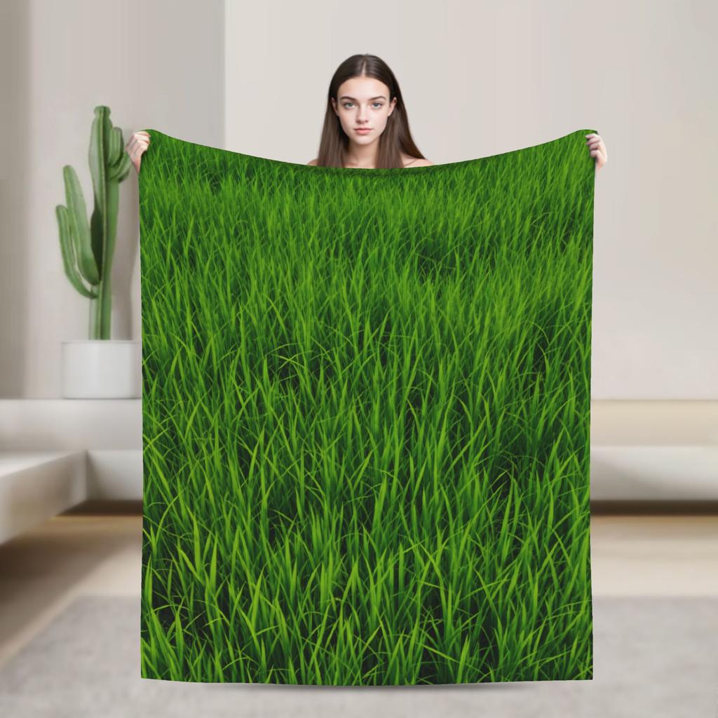 Grass Battlemat Grassland Land Greenery Blanket Quality Warm Soft Throw Blanket Winter Picnic Bedroom Novelty Bedspread