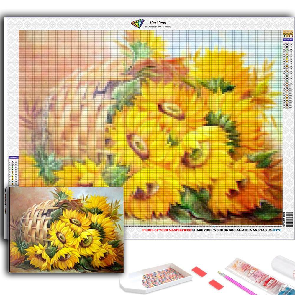 5D Diy Алмазная картина Подсолнух кластерная вышивка Мозаика Художественная картина Стразы Декор Подарок