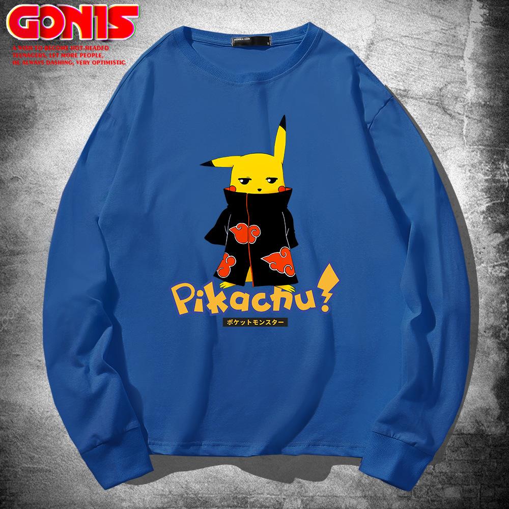 Japanese anime long-sleeve T-shirts for men and women, spring/autumn wear Naruto, pure cotton loose thin base shirts, trendy clothing