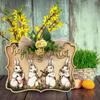 Easter Bunny Door Sign Wood Welcome Decor Rustic Wall Art for Garden Indoor