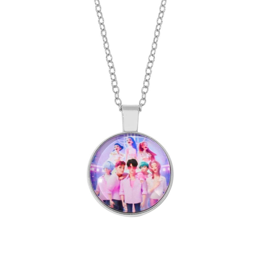 Demon Hunters Fashion Peach Heart Necklace with Colorful Heart Pendant Accessories