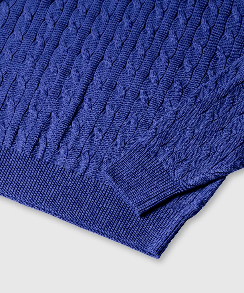 LEMAIN SECOND Oversized Voluminous Washable Crew Neck Cable Knit [Blue]