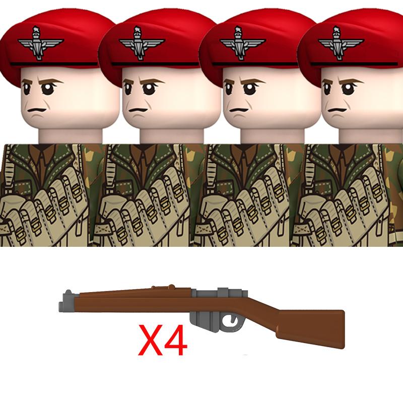 Нетоксичные Moc WW2 Британские Военные Солдаты Строительные Блоки Военно-Воздушные Силы Армия Пехота Шлемы Оружие Аксессуары для Оружия Кирпичи Игрушки Детский Подарок