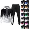 Mens Hooded Sports Tracksuit Unisex Two-Piece Running Outfits Long Sleeve Pullover Hoodies Sweatshirt+Sweatpants Set