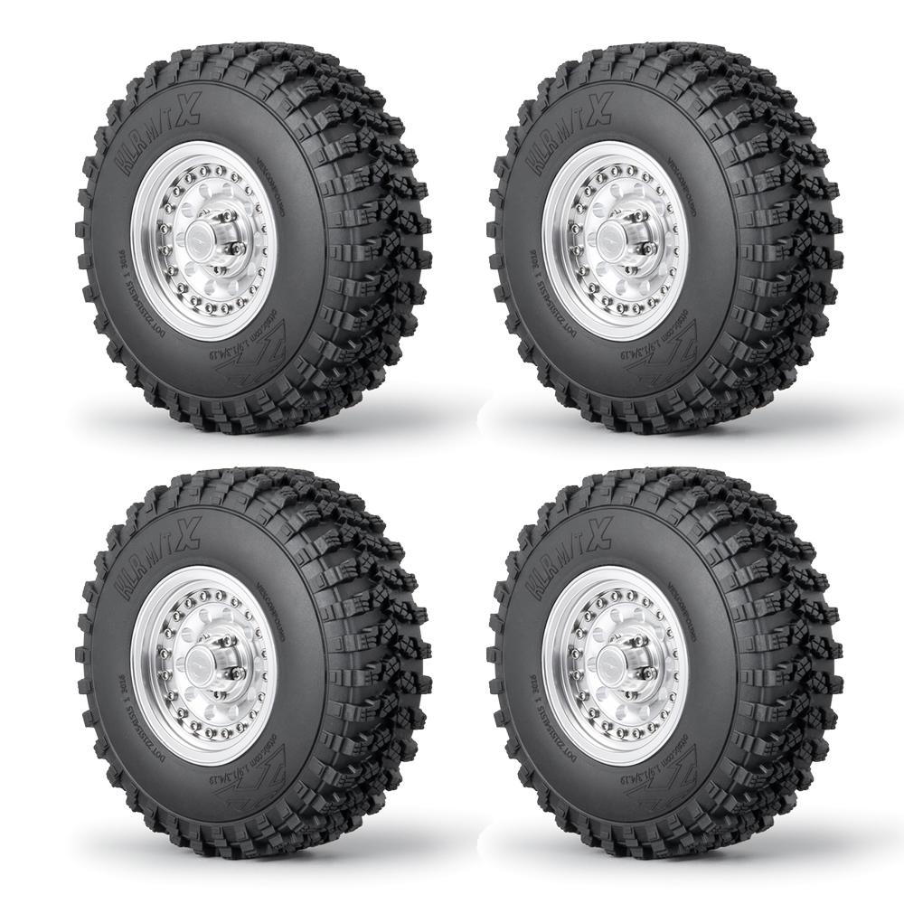 AXSPEED Aluminum Alloy 1.9inch Beadlock Wheel Rims Hubs OD 106/108mm Rubber Tires for Axial SCX10 D90 1/10 RC Crawler Car Parts