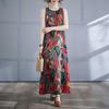 Длинная юбка Лето Новое Без рукавов Круглый вырез Платье с принтом