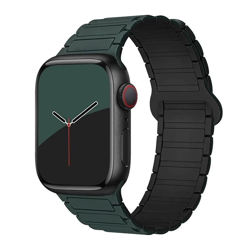 Магнитный ремешок для Apple Watch Ultra 2 49мм 45мм 44мм S10 11 12 46мм 42мм 40 41мм Силиконовый ремешок для IWatch Series Ultra 2 9 8 7 6 5 4