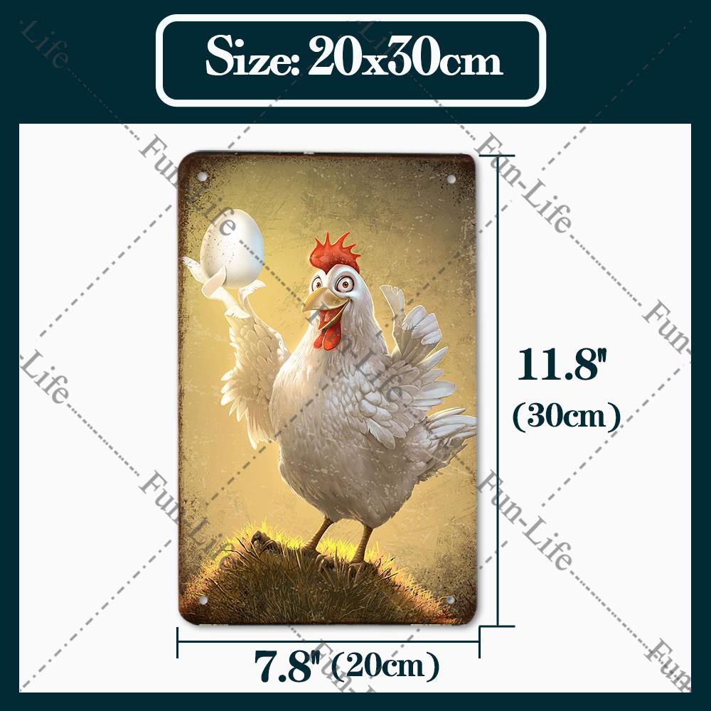 Винтажный постер с курицей, металлические жестяные знаки, тарелка, петух, куриное яйцо, ретро-налет, домашний декор на стену, 20x30 см