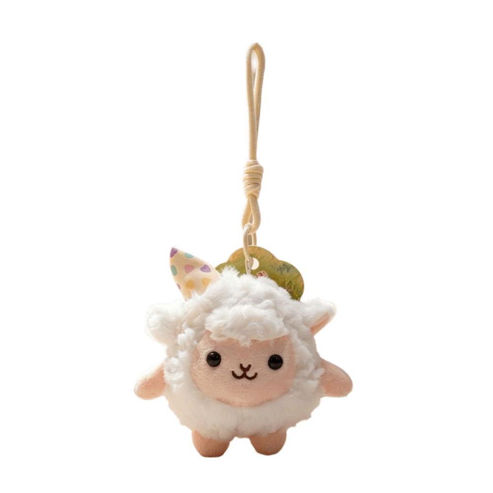 Lamb New Year Sheep Plush Keychain Ornaments Fluffy Lamb Pendant Sheep Plush Doll Bedroom Decor