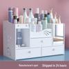 Large Portable Desktop Cosmetic Organizer with Drawer and Mirror for Jewelry and Skincare.