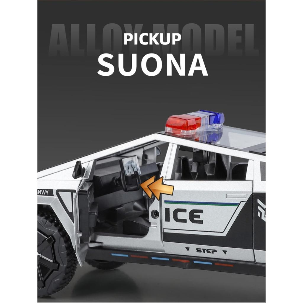 1/24 Полицейский Cybertruck Tesla Внедорожник Сплав Металл Литая Модель Автомобиля Коллекции для улицы Классическая Модная Игрушка Украшения Валюнтин Дети