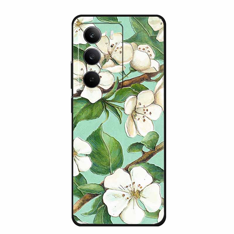 3D Тисненый Чехол Для Realme C75 4G 5G C75x V70 V70s 14x Realme C71 4G Чехол C 75 71 Чехол Цветок Черный Силикон Мягкая Задняя Крышка Сумка
