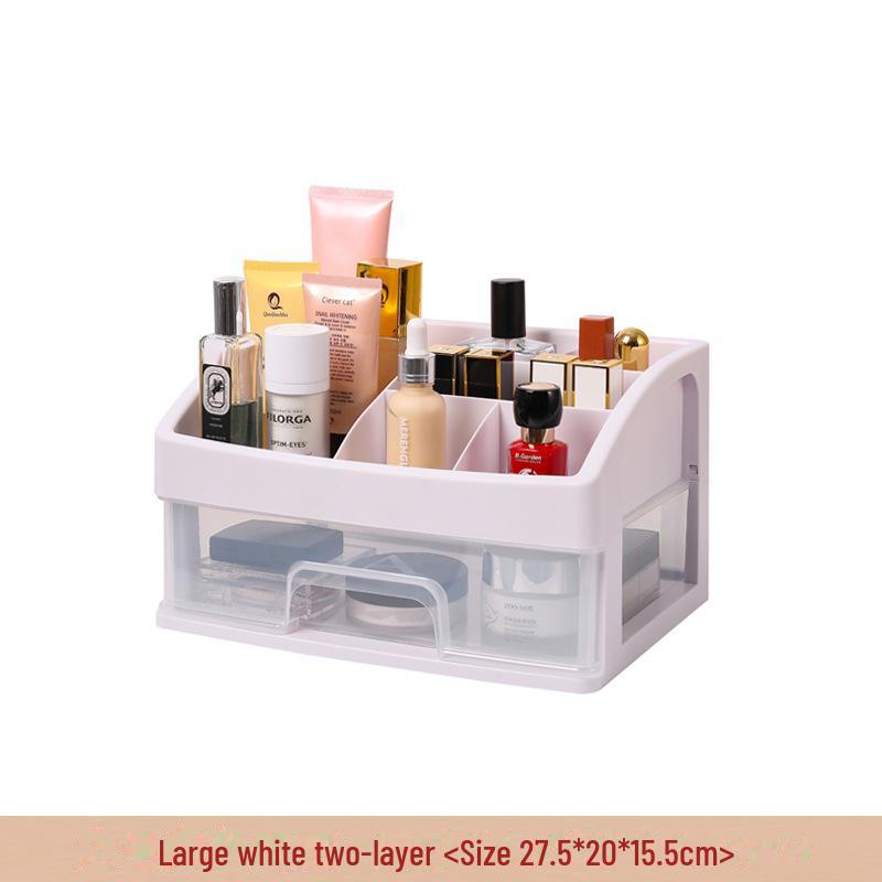 Multi-Layer Clear Drawer Cosmetic Storage Box - Dustproof & Compact Design