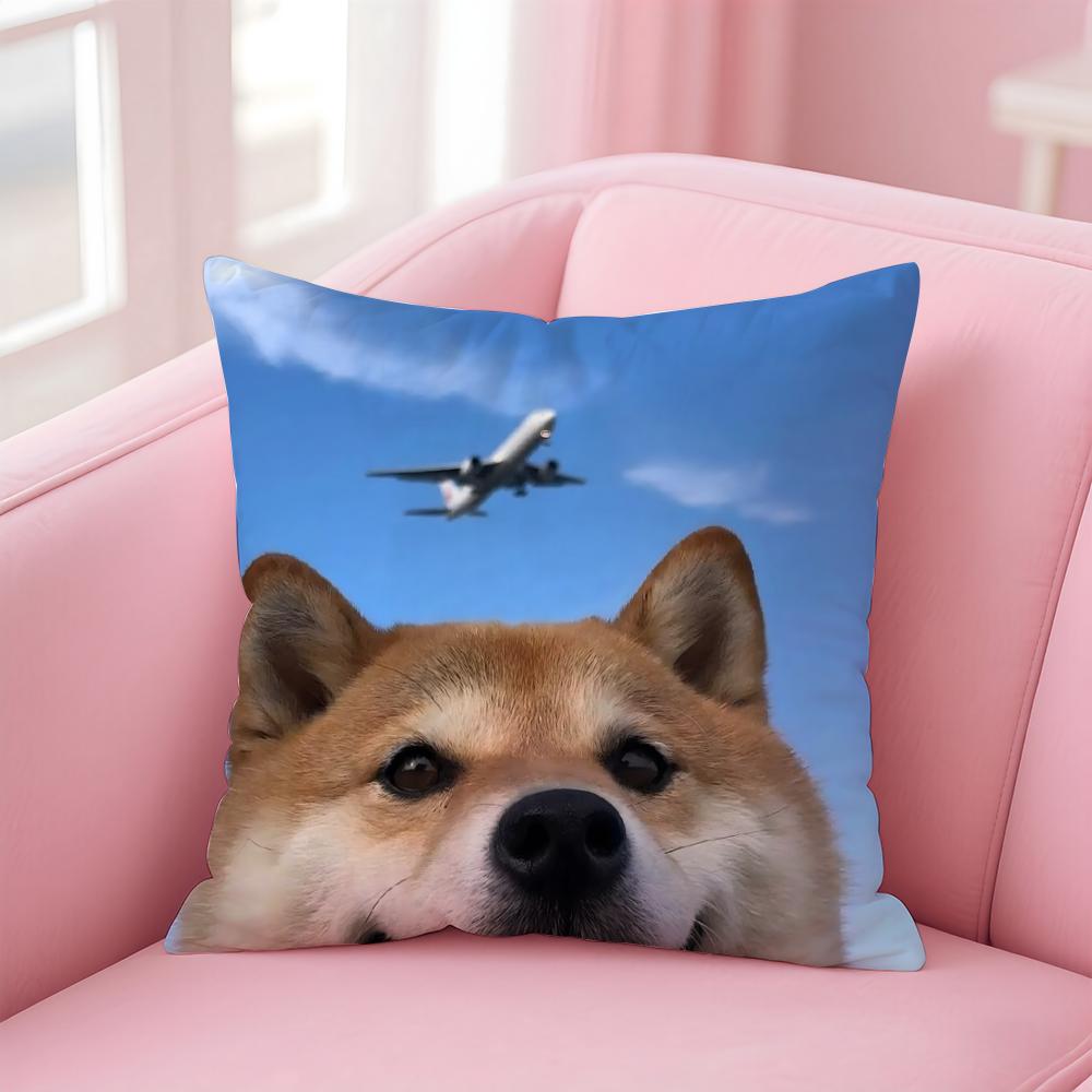 Adorable Japanese Animal Dog Art Cute Shiba Inu Cushion Cover Pillow Case Soft Skin Friendly Fabric Concealed Zipper