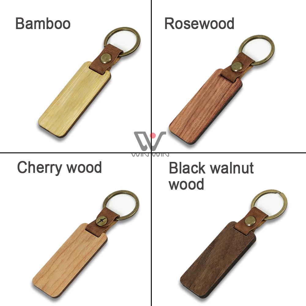 Rectangle Wooden Keychain Pendant - Business Gift In OPP Packaging