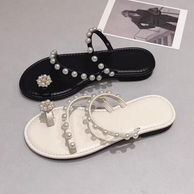 Шлепанцы на толстом каблуке с жемчугом, женские, новая мода, для улицы, крутые шлепанцы