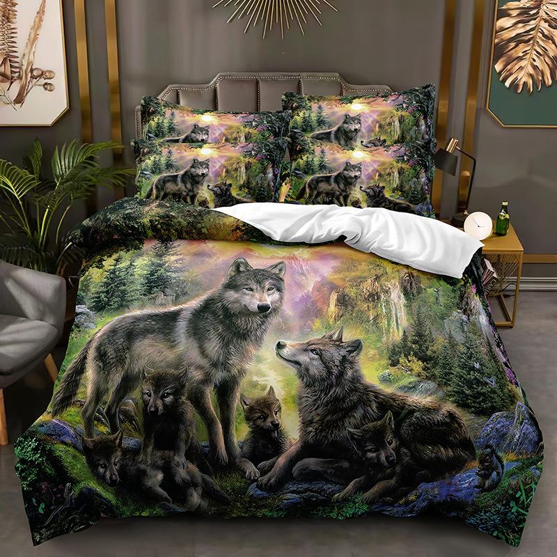 3D Wolf Bedding Set Animal Down Duvet Cover AU180 * 210 Full Size Luxury Quilt Cover Men's Bedding Cover
