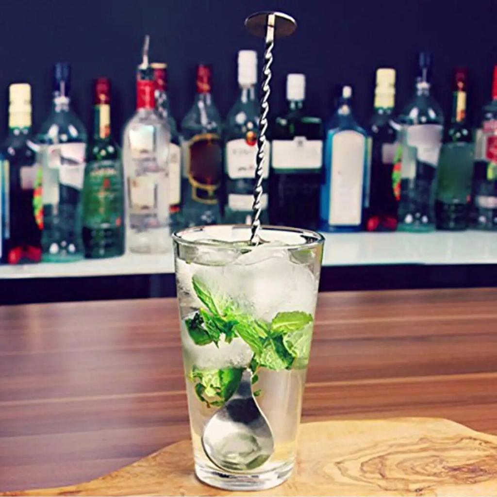 High Quality Stainless Steel Cocktail Bar Spiral Pattern Drink Shaker Muddler Stirrer Twisted Mixing Spoon Kitchen Tableware