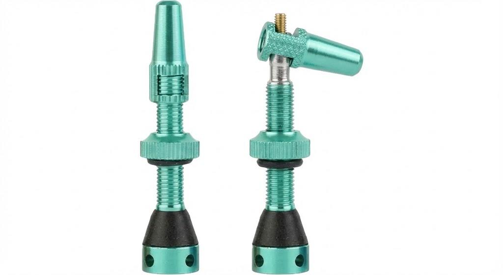 Tubeless Valves + Valve Key FV48mm GREEN Aluminum 2pcs RAION