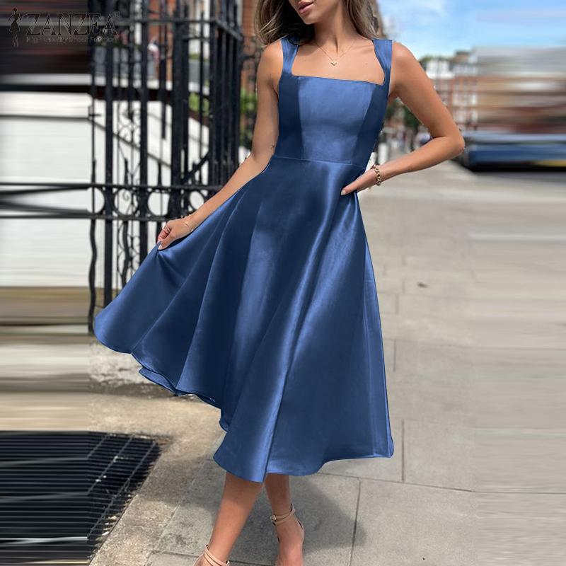 ZANZEA Women Summer Casual Sleeveless French Style Party Dress