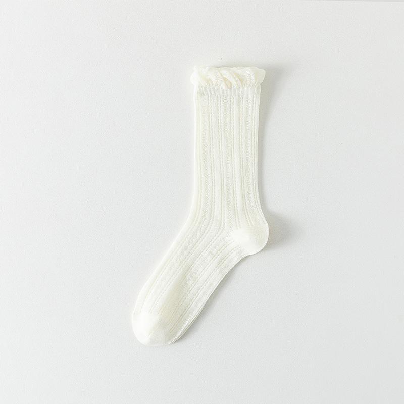 Летние носки для женщин, высокие, тонкие, дышащие, кружевные бесшовные хлопковые носки, однотонные сетчатые влагоотводящие женские носки