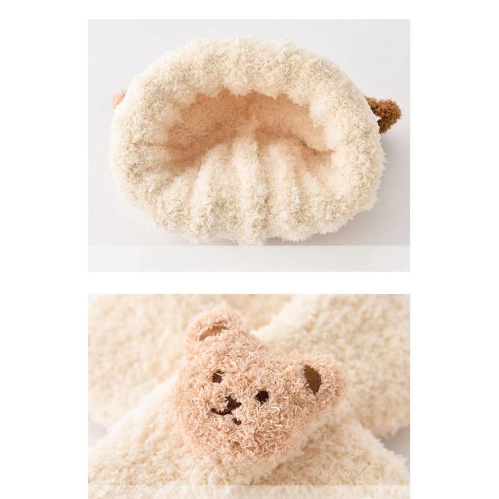 Baby Autumn and Winter Warm Hat Plush Scarf Two-piece Set Cute Teddy Bear Thick Male and Female Baby Yarn Hat