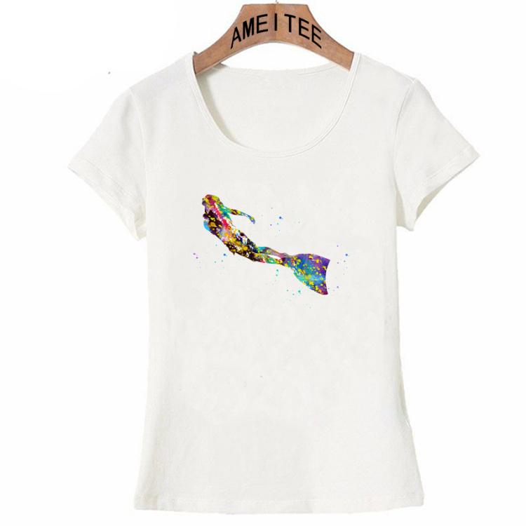 Summer Divin Watercolor Art Painting T Shirt Cute Women T Shirt Elegant Design