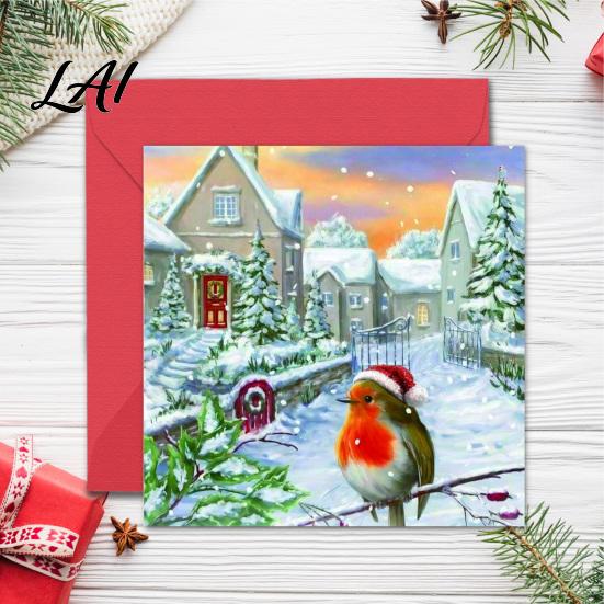 Decorative Christmas Stationery 24Pcs Watercolor Card Set with Envelopes Hand Painted Animal Holiday Greeting Cards Highland Cow Dog Bird Xmas Cards