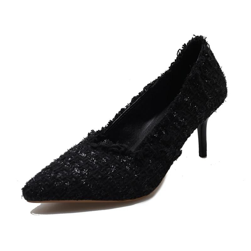 Модные модные туфли с острым носком на высоком каблуке для женщин, весенние новые туфли на очень высоком каблуке, женские туфли-лодочки, сексуальные черные туфли на тонком каблуке для вечеринок