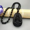 Обсидиановый камень Будда бусины цепочка ожерелье имитирует нефрит буддизм бодхисаттва амулет талисман ювелирные изделия для женщин мужчин защитить удачу