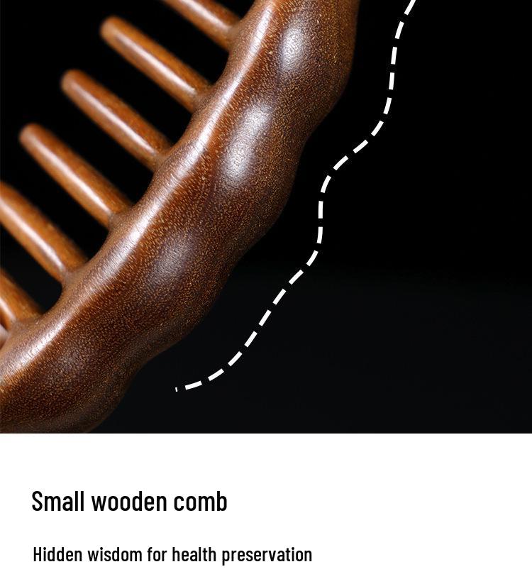 Неокрашенная золотая сандаловая расческа для массажа головы с множеством зубьев - Портативная и с мелкими зубьями для разглаживания меридианов