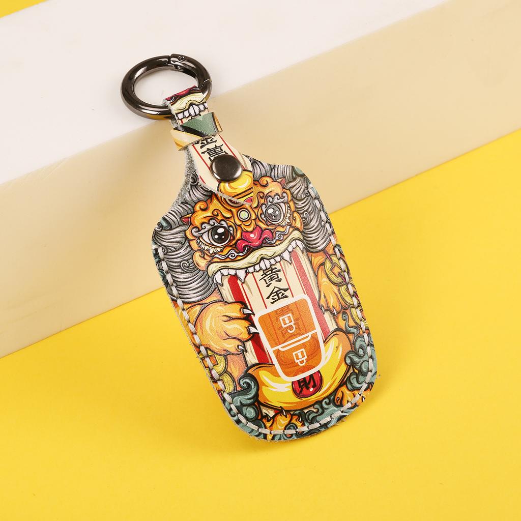 Ключница подходит для кастомизации подарков Toyota, персонализированная креативная кожа ручной работы, чехол для ключей автомобиля Guochao.