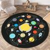Круглый ковер-мат на космическую тему, коврик, украшение для дома, ковер для детской комнаты с рисунком астронавта, ракеты, планет, противоскользящий коврик для пола, ковер для спальни
