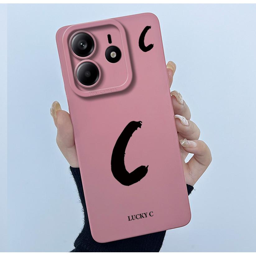 For Xiaomi Redmi Note 14 5G Cover Case Lucky Initial Letter Couple Silicone Soft Matte Phone Bumper for Redmi Note14 5G Casing
