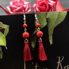 Классические модные красные киноварные серьги с бахромой, ретро романтичные серьги с розой, женственные универсальные свадебные серьги