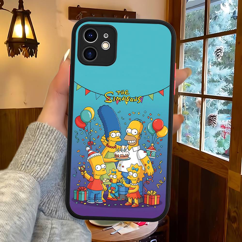 Смешной мультяшный чехол для телефона S-Simpsons для iPhone 16 15 14 Plus 15 13 12 11 Pro Max X XS MAX Матовый чехол