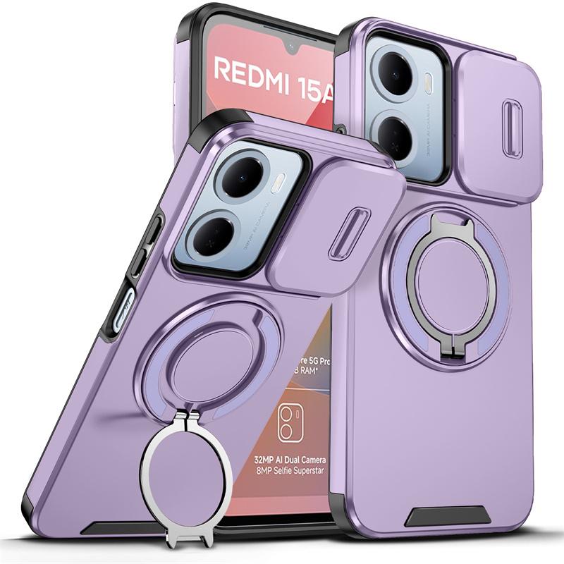 Чехол For Xiaomi Redmi 15A Чехол Броня Ударопрочный Слайдер Крышка Камеры Для Redmy 15 A A15 15A Магнитное Кольцо для Автомобиля Защитный Coque